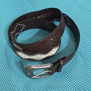 Ariat Dark Brown Leather Belt with Silver Accents